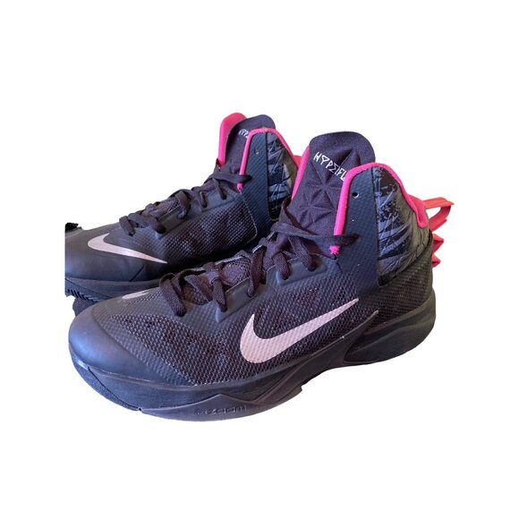 Nike Hyperfuse Basketball Sneakers 8.5 Black & Pink Mens Athletic Shoes Lightwei - Picture 6 of 8